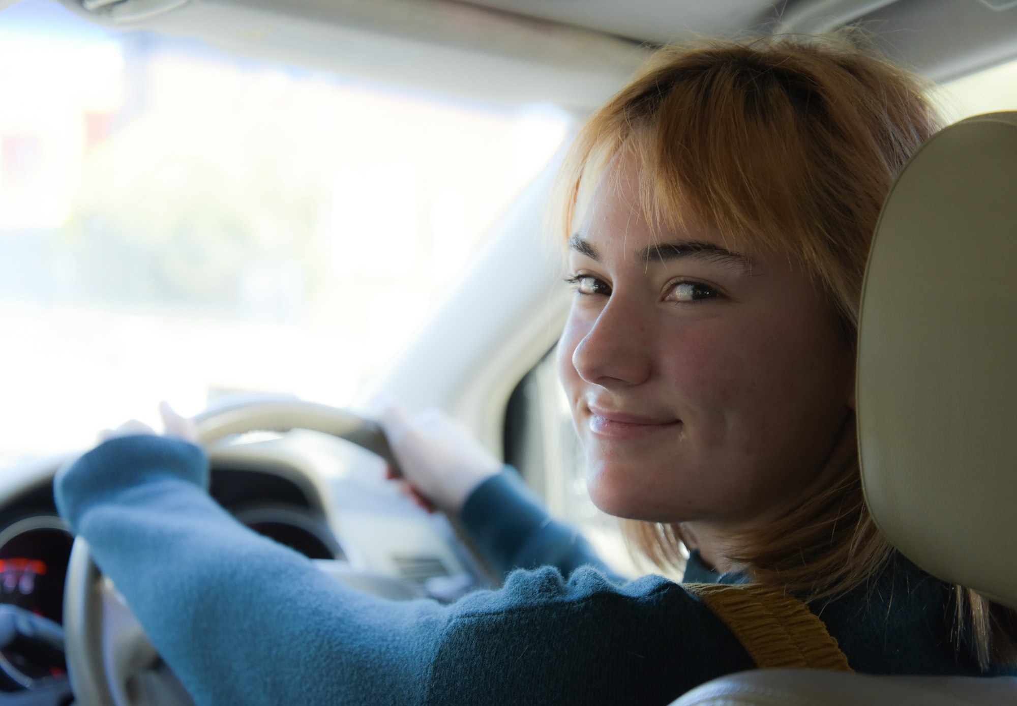 A young driver takes a road trip